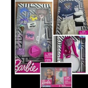 4 pack Barbie outfit and accesories and baby